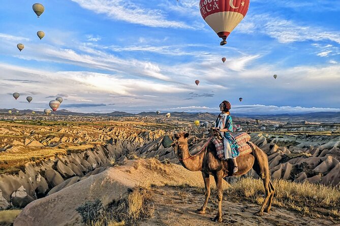 Cappadocia Camel Ride Tour - Red Valley: fairy chimneys from above, then among them