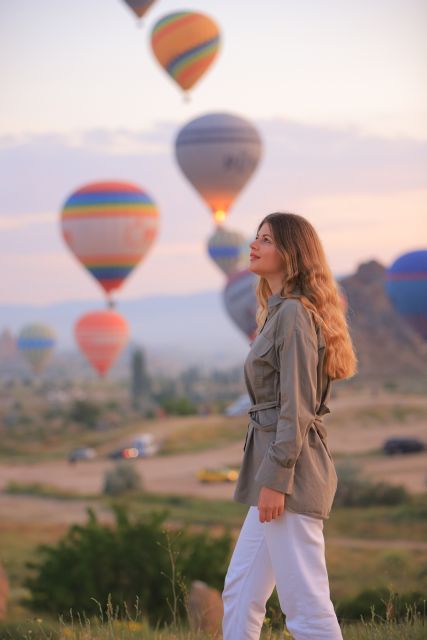 Cappadocia Photo Shoot with Flying Dress Option in Goreme - Balloon light and Cappadocia’s unusual rock country