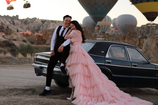 Cappadocia Private Photo Shoot with Flying Dress & Vintage Car - Wearing the flying dress