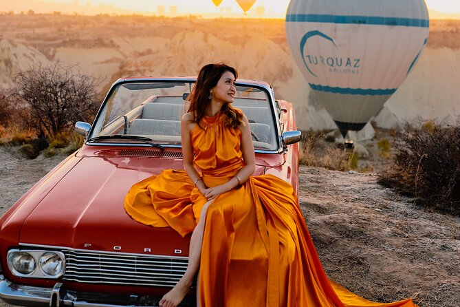 Cappadocia Private Photo Shoot with Flying Dress & Vintage Car - Who will enjoy this most
