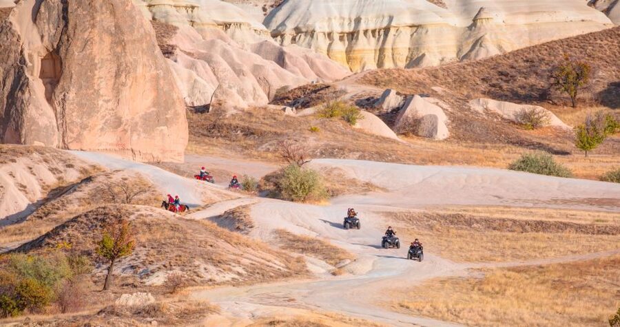 From Ürgüp/Göreme: Cappadocia Sunrise or Sunset Quad Tour - Rose Valley and its web of tracks