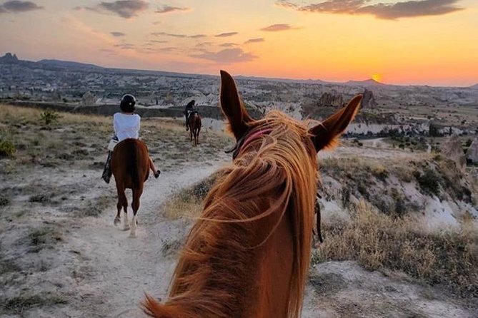 Sunset Horsebackriding-Tour through the Valleys of Cappadocia - Climbing Red Valley toward Cross Church Cafe